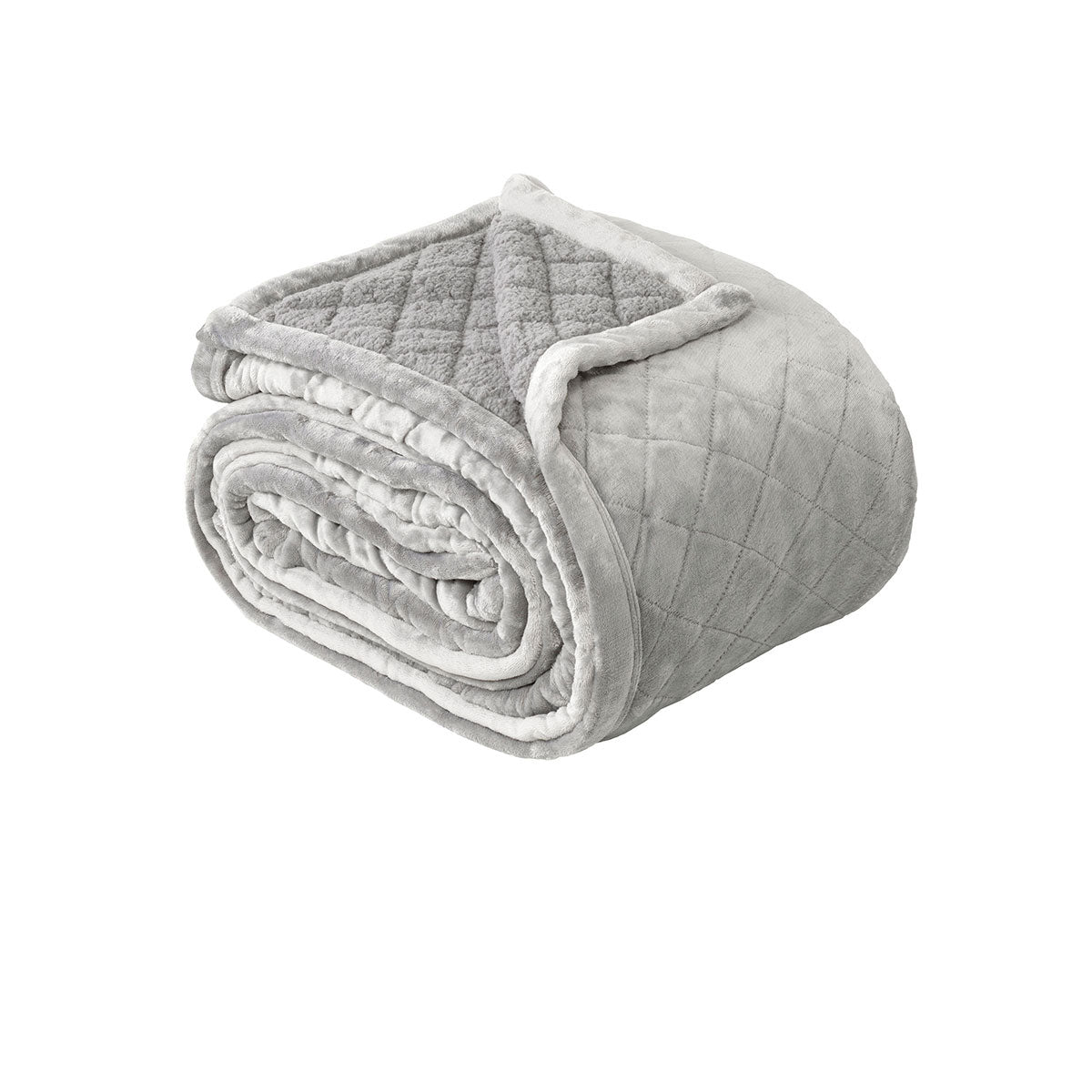 Bianca Mansfield Lattice Velvet Fleece Throw Rug Blanket Grey Queen / King