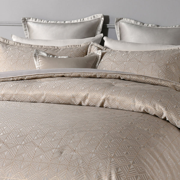 Bianca 6 Pce Bellagio Geometric Bedspread Comforter Coverlet Gold Queen / King