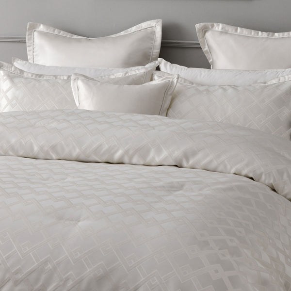 Bianca 6 Pce Firenze Geometric Bedspread Comforter Coverlet Pearl Super King