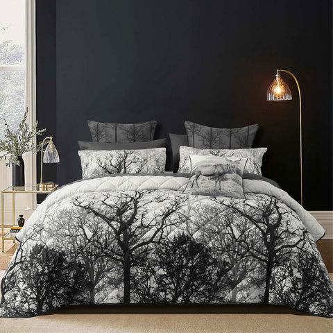 Bianca Boscage Forest Quilted Bedspread Comforter Coverlet Black Super King