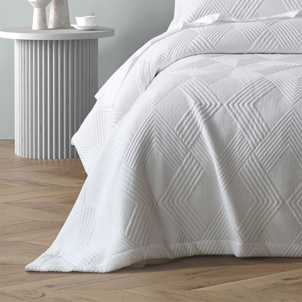 Bianca Cassiano Jacquard Bedspread Comforter Coverlet White Super King