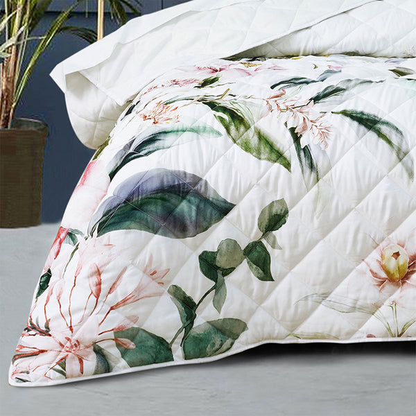 Bianca Indi Floral Bedspread Comforter Coverlet White Queen King