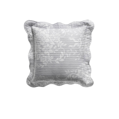 Bianca Florence Damask Embroidery Square Cushion Grey 43cm