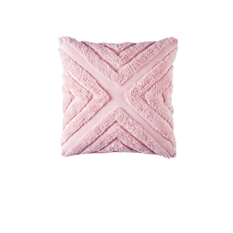 Bianca Haven Geomatric Cotton Chenille Square Cushion Pink 43cm