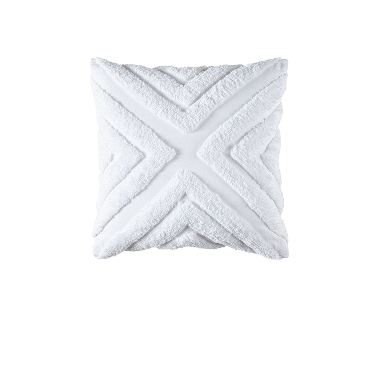 Bianca Haven Geomatric Cotton Chenille Square Cushion White 43cm