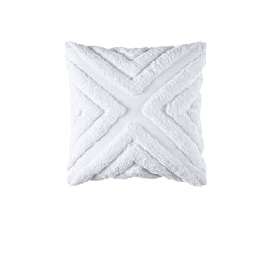 Bianca Haven Geomatric Cotton Chenille Square Cushion White 43cm