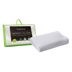 Bianca Memory Foam Contoured Back Neck Support Pillow + Protector 58 x 38cm