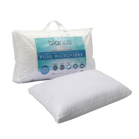 Bianca 1200g Relax Right Pure Microfibre High Profile Standard Pillow 49 x 72cm