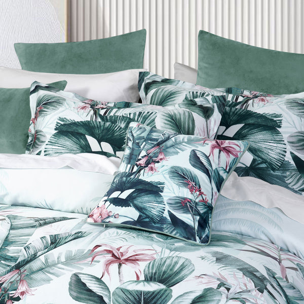 Bianca Abbey Tropical Floral Cotton Quilt Doona Duvet Cover Green Double