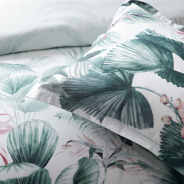 Bianca Abbey Tropical Floral Cotton Quilt Doona Duvet Cover Green Double