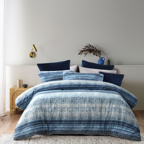 Bianca Amata Cotton Sateen Quilt Doona Duvet Cover Blue King