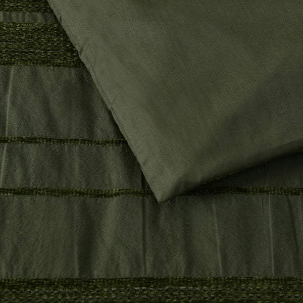 Bianca Avery Chenille Striped Quilt Doona Duvet Cover Forest Green King