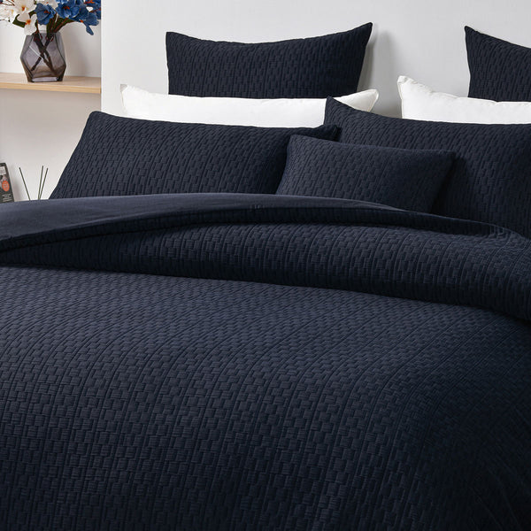Bianca Burleigh Jacquard Quilt Doona Duvet Cover Ink King