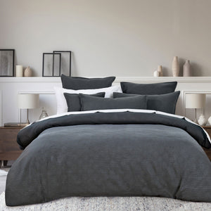 Bianca Hallston Diamond Cotton Quilt Doona Duvet Cover Charcoal Grey Super King