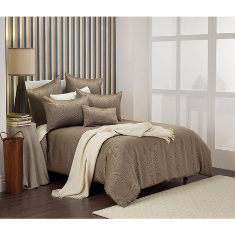 Bianca Hampshire Jacquard Swirl Quilt Doona Duvet Cover Taupe Queen