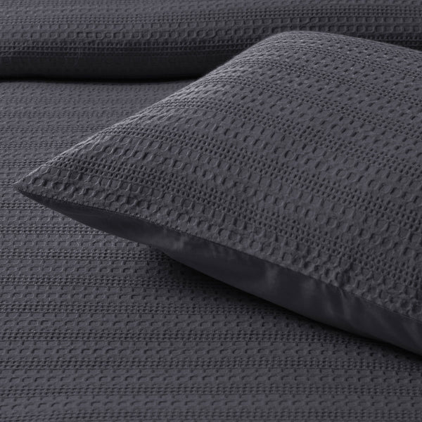Bianca Kahlani Waffle Quilt Doona Duvet Cover Set Charcoal Grey Double