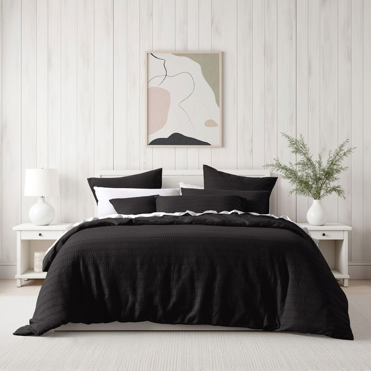 Bianca Kahlani Waffle Quilt Doona Duvet Cover Set Chocolate Brown Double