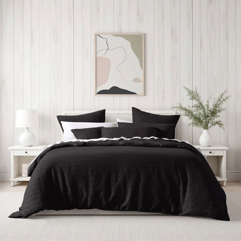 Bianca Kahlani Waffle Quilt Doona Duvet Cover Set Chocolate Brown King
