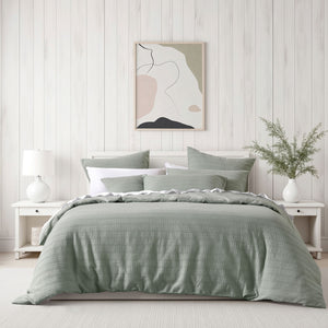 Bianca Kahlani Waffle Quilt Doona Duvet Cover Set Sage Green Double