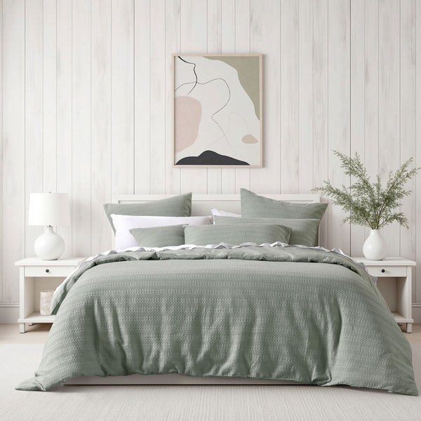 Bianca Kahlani Waffle Quilt Doona Duvet Cover Set Sage Green Single
