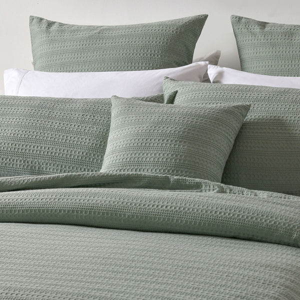 Bianca Kahlani Waffle Quilt Doona Duvet Cover Set Sage Green Single