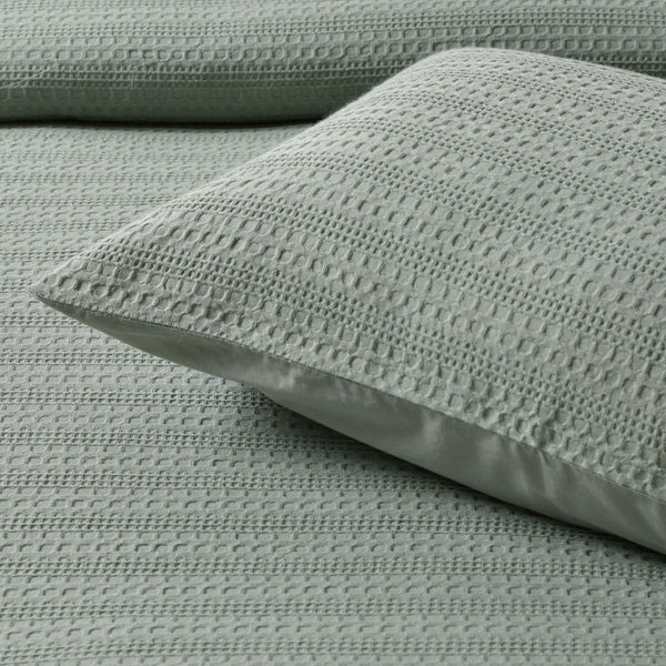 Bianca Kahlani Waffle Quilt Doona Duvet Cover Set Sage Green Single