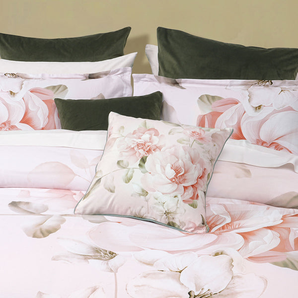 Bianca Layla Floral Cotton Sateen Quilt Doona Duvet Cover White Super King