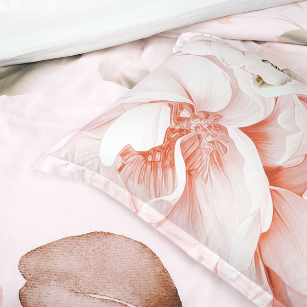 Bianca Layla Floral Cotton Sateen Quilt Doona Duvet Cover White Super King