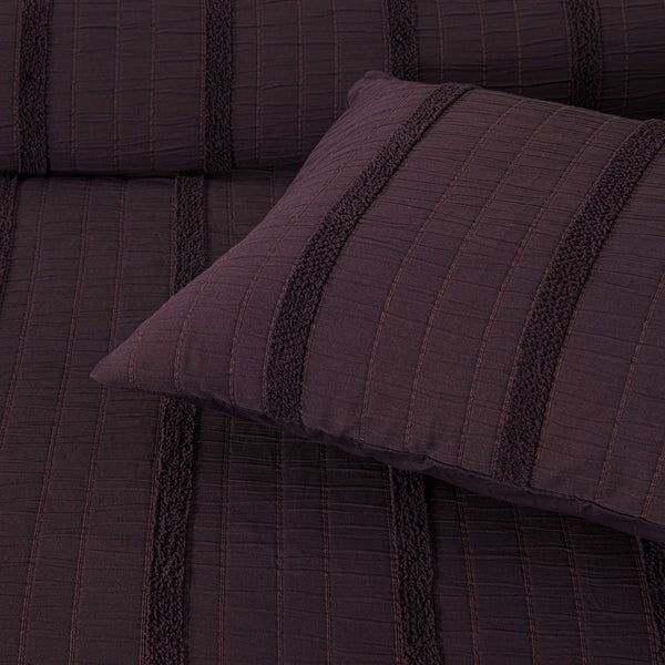 Bianca Malua Jacquard Striped Quilt Doona Duvet Cover Grape King