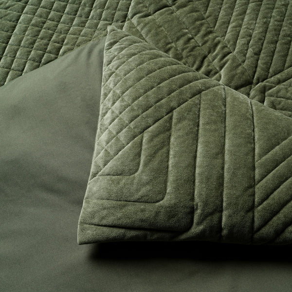 Bianca Navarro Geometric Velvet Quilt Doona Duvet Cover Olive Queen