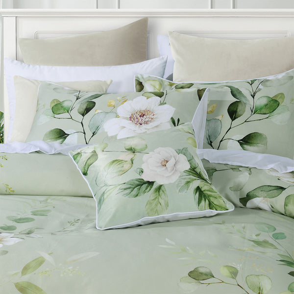 Bianca Salisbury Floral Cotton Sateen Quilt Doona Duvet Cover Sage King