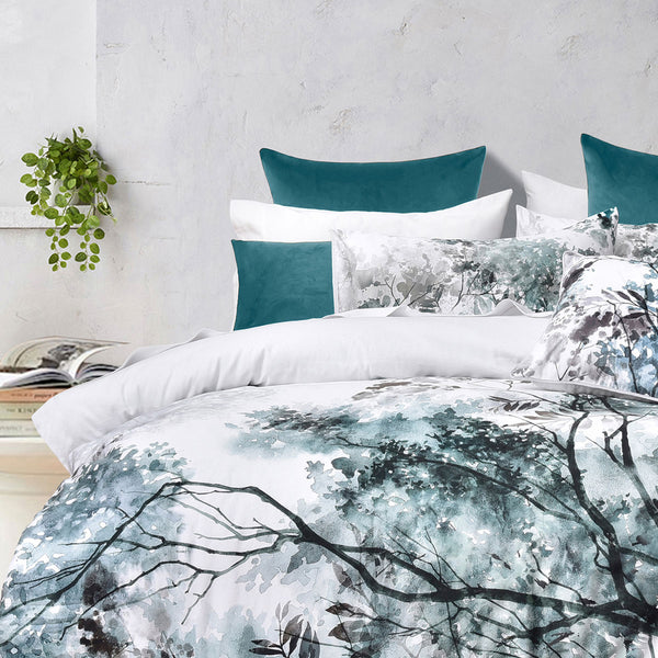 Bianca Sherbrooke Trees Cotton Sateen Quilt Doona Duvet Cover White Queen