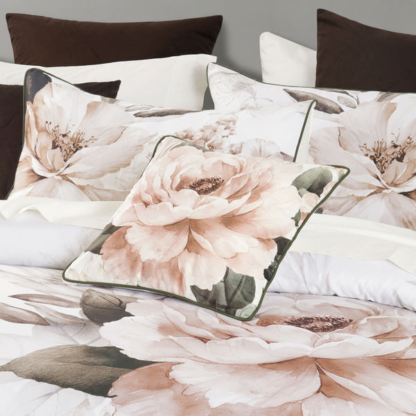 Bianca Somerset Floral Cotton Sateen Quilt Doona Duvet Cover White Double
