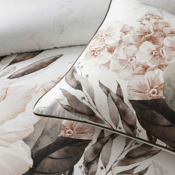 Bianca Somerset Floral Cotton Sateen Quilt Doona Duvet Cover White Double
