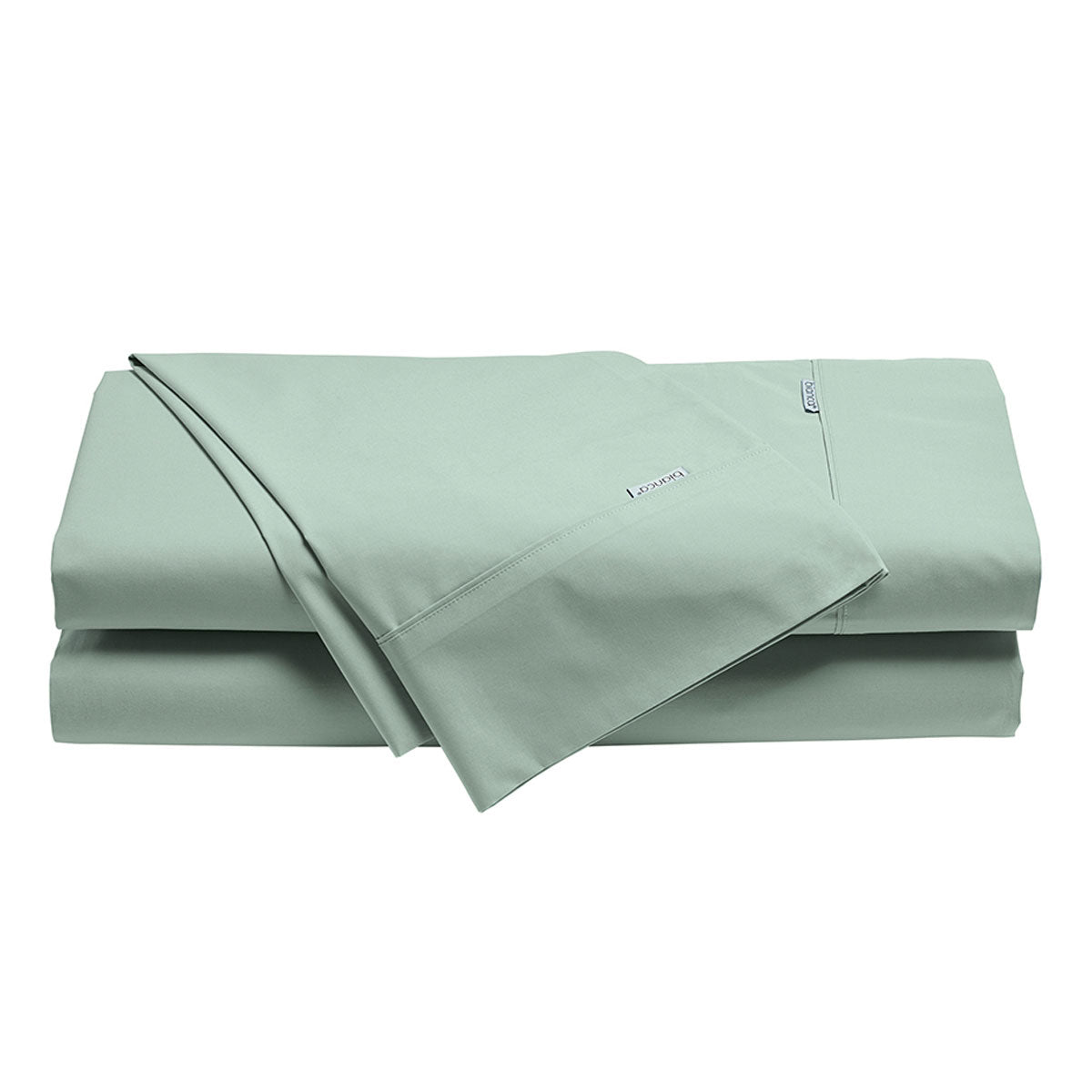Bianca Heston Cotton Percale Flat Fitted Sheet Set Sage Green Long Single