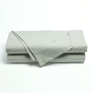 Bianca Heston Cotton Percale Flat Fitted Sheet Set Silver Queen