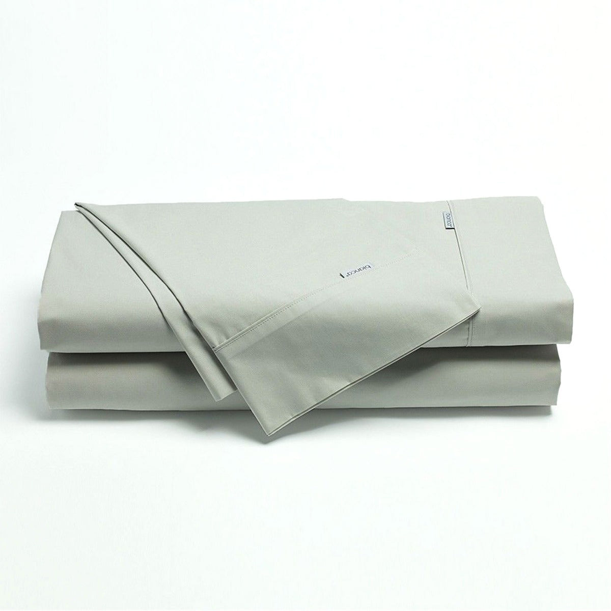 Bianca Heston Cotton Percale Flat Fitted Sheet Set Silver Super King