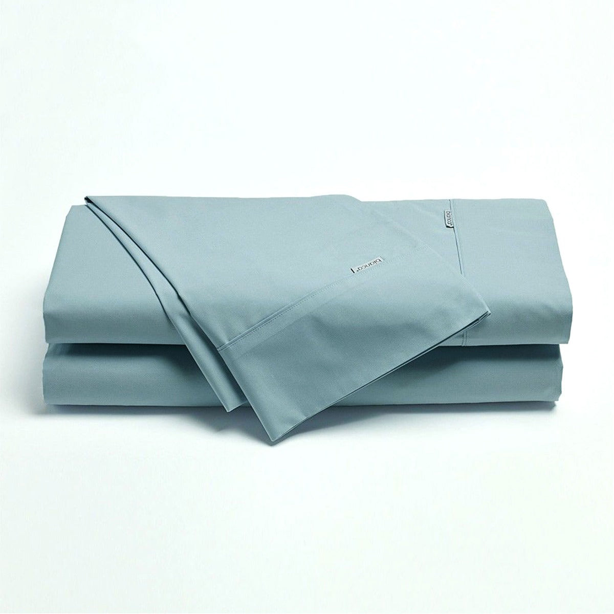 Bianca Heston Cotton Percale Flat Fitted Sheet Set Steel Blue Super King