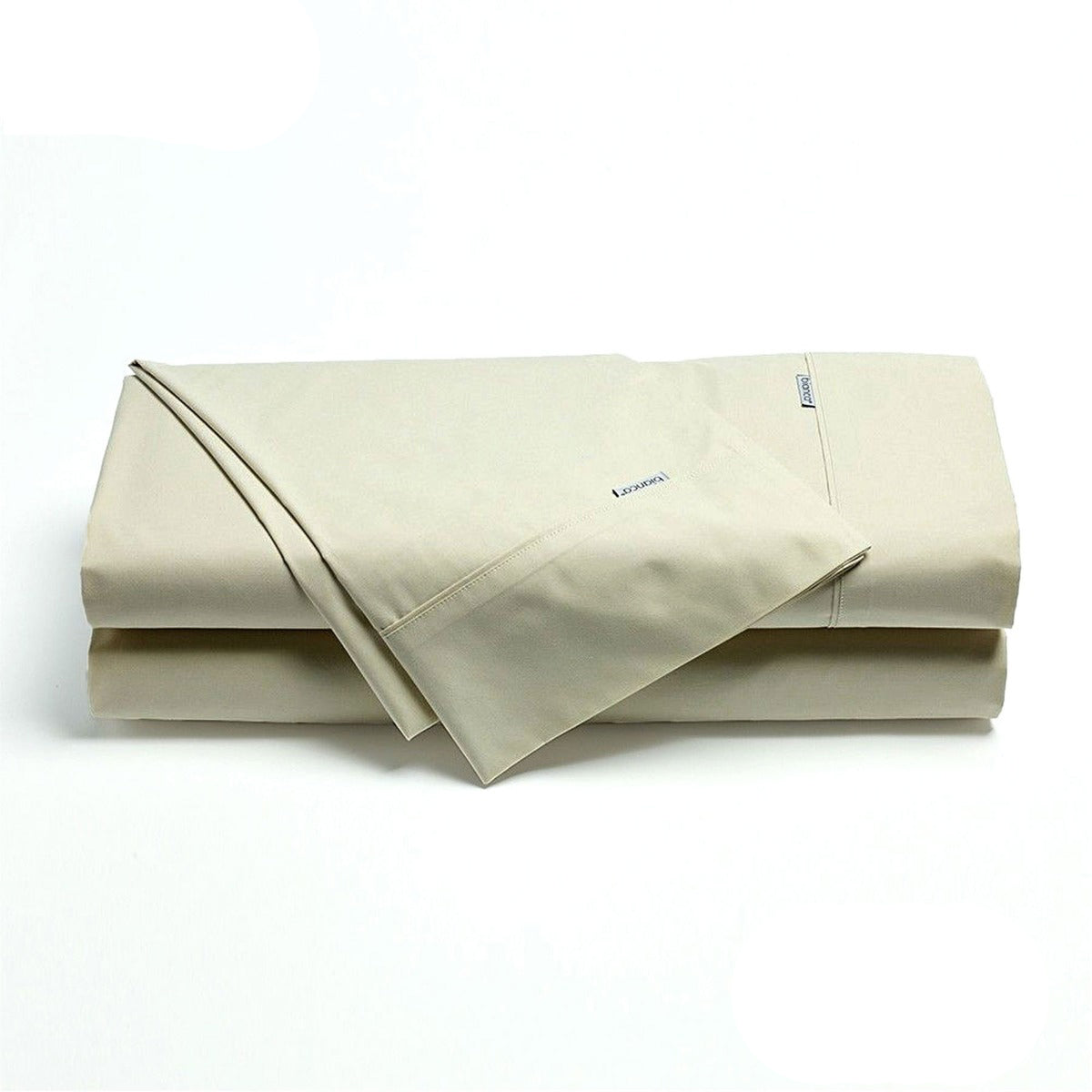Bianca Heston Cotton Percale Flat Fitted Sheet Set Stone Double