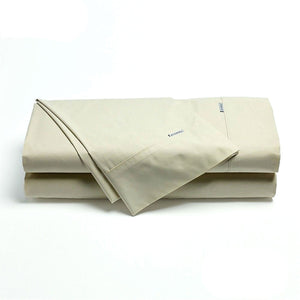 Bianca Heston Cotton Percale Flat Fitted Sheet Set Stone Super King