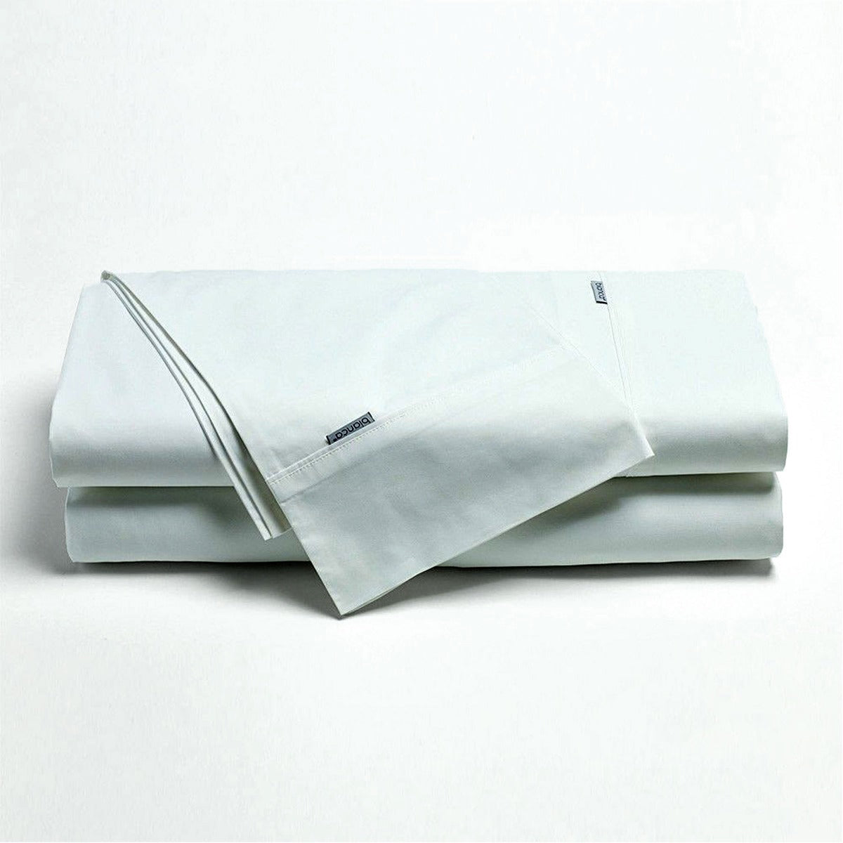 Bianca Heston Cotton Percale Flat Fitted Sheet Set White Double