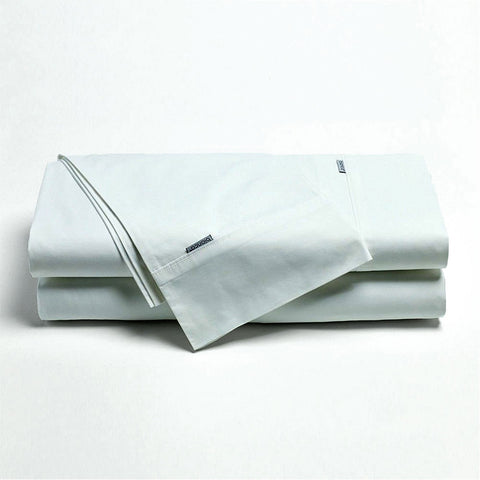 Bianca Heston Cotton Percale Flat Fitted Sheet Set White Double