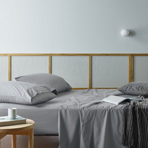 Bianca Natural Sleep Recycled Cotton Bamboo Flat Fitted Sheet Set Silver Split King