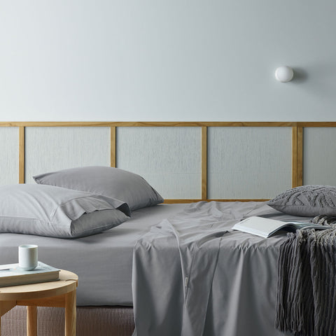Bianca Natural Sleep Recycled Cotton Bamboo Flat Fitted Sheet Set Silver Split King