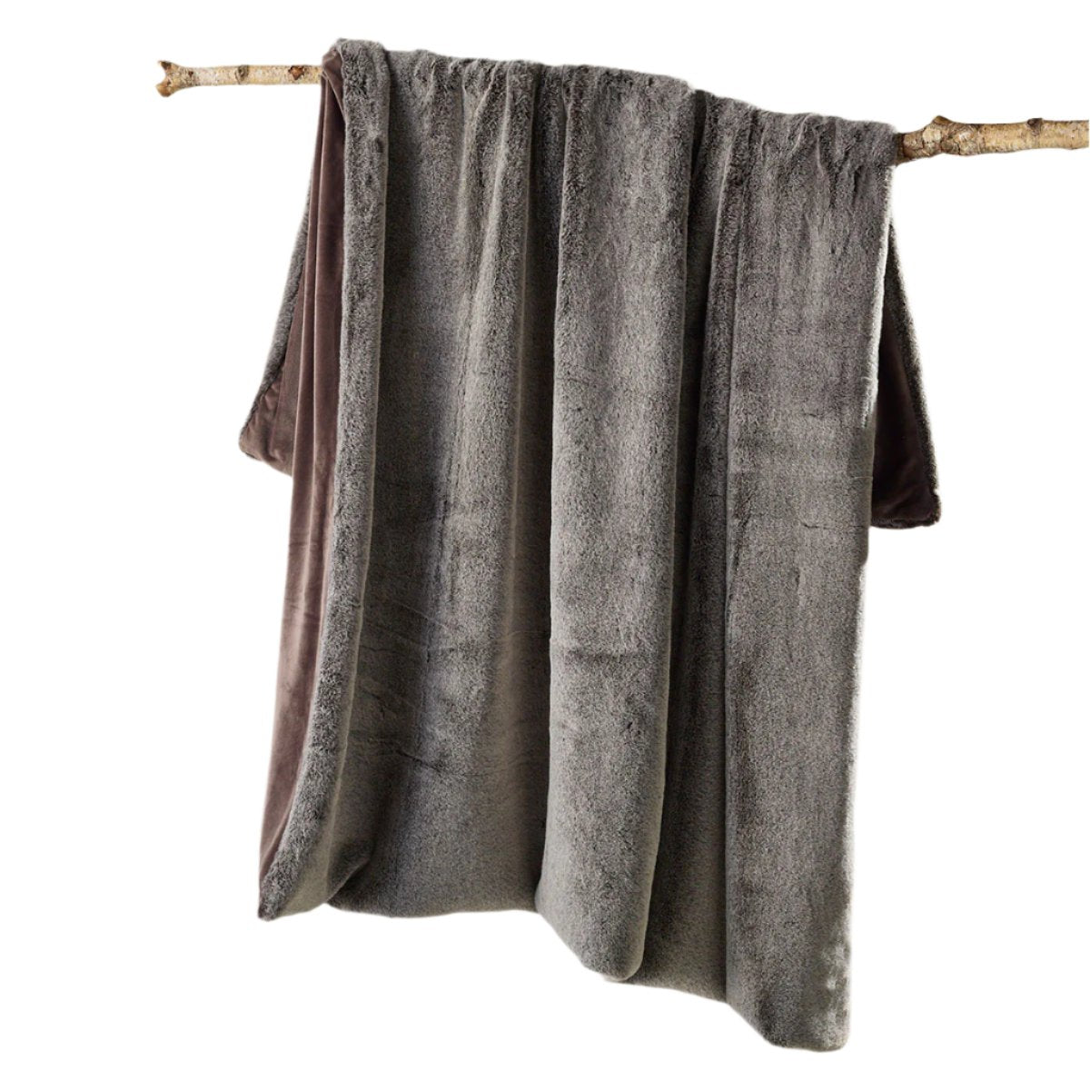 Bianca Hotham Faux Fur Blanket Throw Rug Brown 130 x 160cm