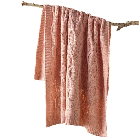 Bianca Johnson Knitted Blanket Throw Rug Blush 130 x 160cm
