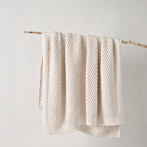 Bianca Sofala Polyester Chenille Throw Rug Blanket 130 x 170cm Cream