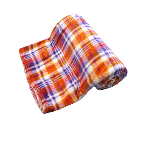 Checkered Soft Coral Fleece Throw Rug Blanket 127 x 152cm Multicoloured