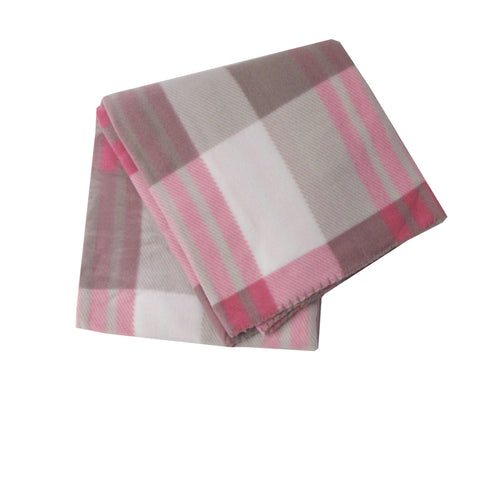 180gsm Polar Fleece Plaid Check Throw Blanket Rug 150 x 200cm Pink