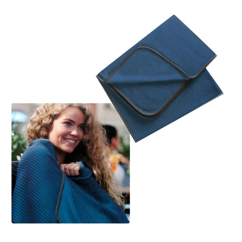 250GSM Ribbed Polar Fleece Blanket Throw Rug Blue 100 x 150cm